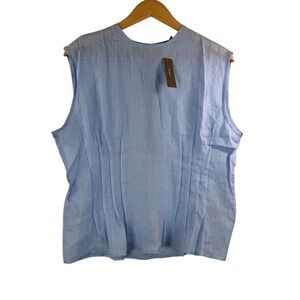 J.Crew Pintuck shell‎ top in ramie blue money classic 90s sz 12